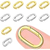 10PCS Oval Clasp Carabiner Necklace Connector Stainless Steel Spring Clasps Bracelet Closures Keychain Lock Clasps Necklaces Clips Key Ring Bracelets Shortener for Jewelry Finding DIY Making Kit (A20)