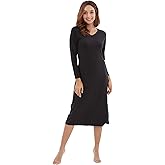 WiWi Nightgowns for Women Super Soft Viscose from Bamboo Long Sleeve Nightshirts Cooling Sleepwear Plus Size Nightshirts S-3X