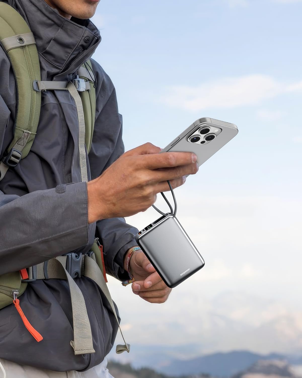 Eazpower Powerbank 45W Schnellladefunktion 20,000mAh mit USB-C Kabel integriert, Externe Handyakkus Leicht Klein Aber Stark für iPhone 17/16 /15 Pro, Samsung S25 Ultra, Xiaomi - Raummetallsilber 7