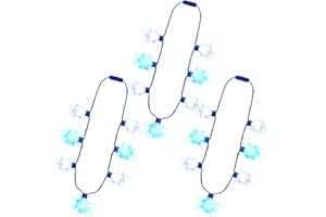Traplace 3PCS Christmas Light Necklace Light up, 3 Glow Modes Christmas Accessories, 7 Light Bulbs Blue White Snowflakes, Wearable Xmas Party Favors for Ugly Sweater Parties, New Year Party Supplies