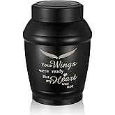 SOITIS Urns for Human Ashes - 5.5 Inches Black Angel Wings Urn for Ashes Keepsake, Cremation Urns Memorial Holder, Funeral Decorative Urn for Women Men