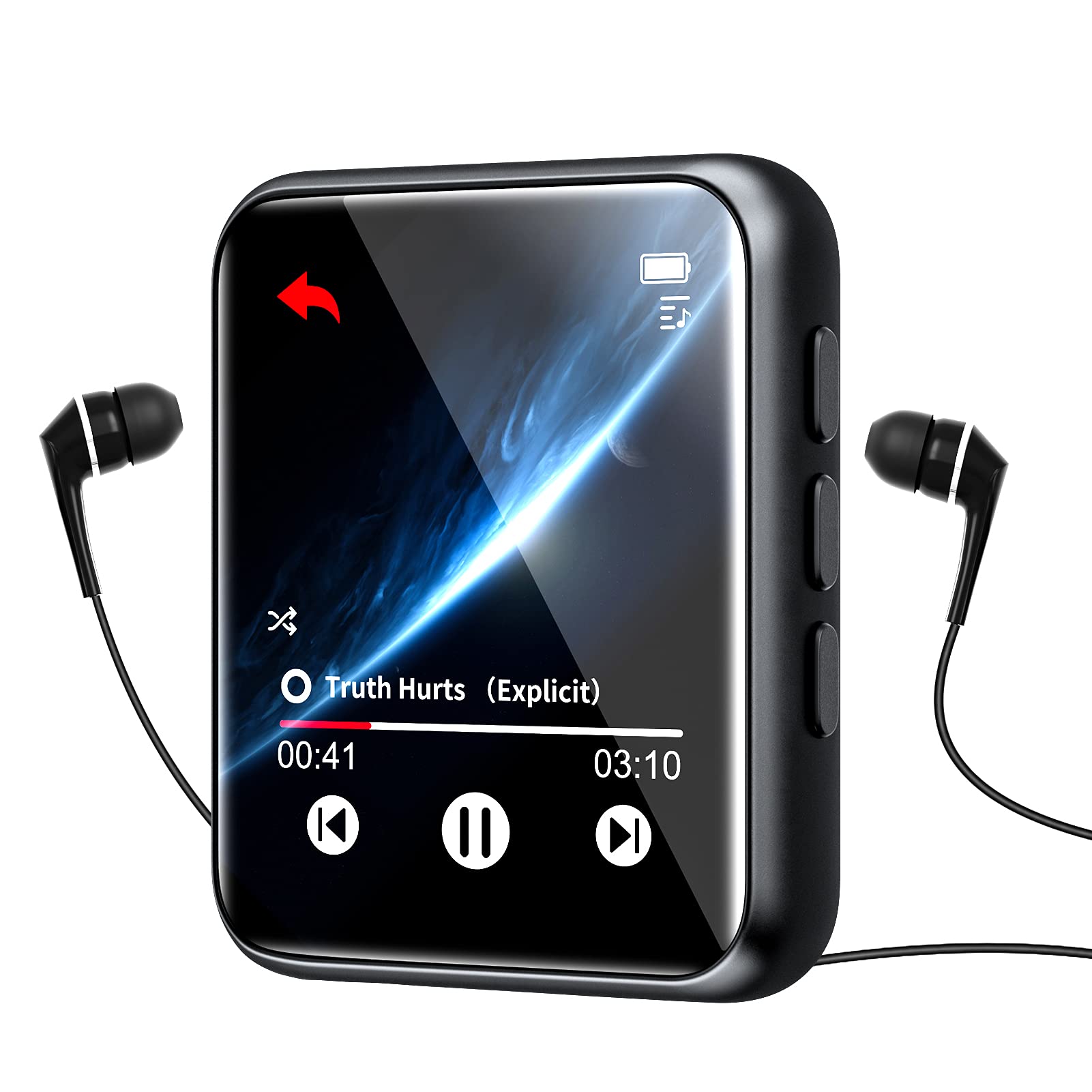 64GB MP3 Player with Bluetooth 5.0, Portable Digital Lossless Music Player, Built-in Speaker, 1.8 in Full Touch Screen, FM Radio, Pedometer, Line-in Recording, Earphones Included, Support up to 128GB