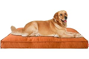 WELLYELO 2XL Dog Bed Outdoor Dog Crate Beds for Extra Large Jumbo Dogs Dog Crate Pad Pet Bed Dog Kennel Machine Washable (50x36x3, Orange)