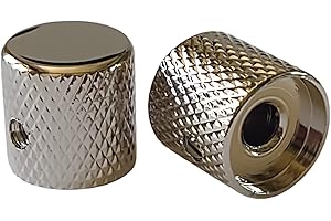 AXEGRINDERZ Set of 2 US Spec Flat Top Barrel Set Screw Knobs for Tele or P Bass - Chrome