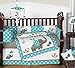 Sweet Jojo Designs 9-Piece Turquoise Blue Gray and White Mod Elephant Crib Bed Bedding Set with Bumper for a Newborn Baby Girl or Boy