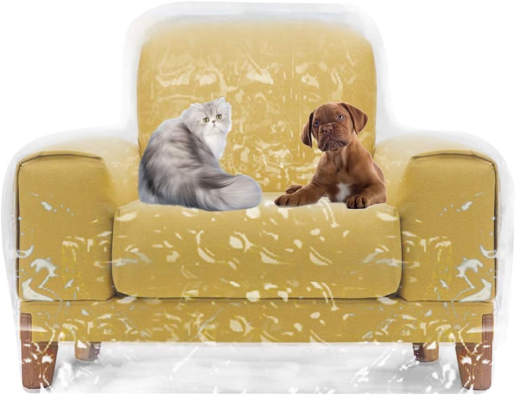 STARTWO Clear Thicker Plastic Couch Cover Cat Scratching Protector