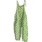 domirica St Patricks Day Jumpsuits for Women Clover Print Wide Leg Dressy 2025 Spring Party Clothing Loose Fit Overalls