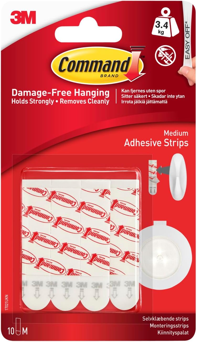 Command Medium Adhesive and Mounting Refill Strips 10 White Holds 3.4 kg