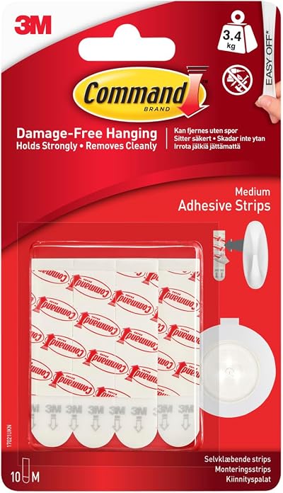 Command Medium Adhesive and Mounting Refill Strips 10 White Holds 3.4 kg