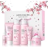 6Pcs Sakura Skincare Kit, The Skin Care Set Includes Facial Cleanser, Toner, Lotion, Essence, Eye Cream And Face Cream, Beauty Skin Care Travel Present Set For Teenage Girls Women