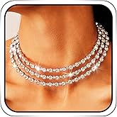 JAKAWIN Rhinestone Choker Necklace Layered Diamond Collar Necklaces Jewelry for Women