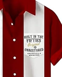 Bowling Shirts for Men Short Sleeve Funny Built in