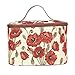 Signare Tapestry Toiletry Bag Makeup Organizer bag for Women with Poppy Flower Design (TOIL-POP)
