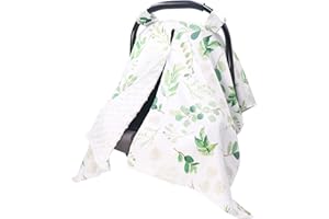 TANOFAR Car Seat Cover Baby, Carseat Covers Baby Boy Girl, Peekaboo Opening Infant Car Seat Cover for Winter, Warm & Cozy, Green Leaf