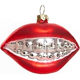 2pcs Blown Glass Braces Christmas Ornament, Hanging Glass Braces Ornaments for Christmas Tree Decoration