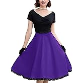 MUXXN Women's Vintage Style Colorblock V Neck Cocktail Prom Big Swing Dresses