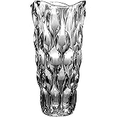 9.5" High Gray Glass Flower Vase for Home Decor, Dining Wedding Table Office Holiday Party Centerpiece Decoration