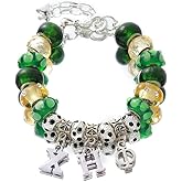 HUSURU Sorority Greek Letters CHI ETA PHI Bracelets Green Yellow Beads XHO Womenhood Service Lady Club Party Gifts Jewelry