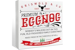 NKBINLILI Premium Eggnog Wooden Box Sign - Christmas Table Decor, Holiday Xmas Decoration for Kitchen, Living Room, Home, Farmhouse