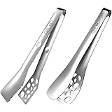 Maphyton 2PCS Kitchen Tongs, 10 Inch New Premium Heavy Duty Stainless Steel Tongs, Heat Resistant Locking Tongs, Multi-Purpos