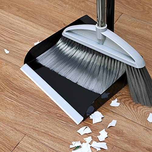 Metal Broom and Dustpan Set Heavy Duty Stainless Steel Dustpan Combo