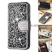 iPhone 7 Plus Case,iPhone 8 Plus Wallet Case,DECVO Glitter Diamond Bling Rhinestone Flip Case Magnetic Bright Crystal Protective Leather with Card Slot Kickstand for iPhone 7/8 Plus 5.5inch (BLACK)