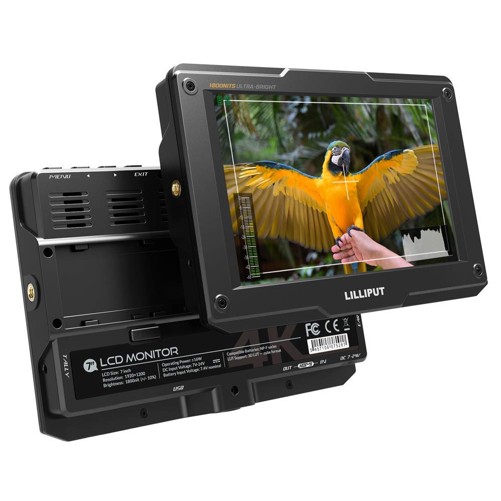 LILLIPUT H7S 7 Inch 4K DSLR Field Monitor Ultra Bright 1800nit HDMI And SDI Input Output 1920x1200 IPS HDR, 3D-LUT & Color Space,Level Meter,Histogram,Focus Peaking (H7S HDMI And SDI)