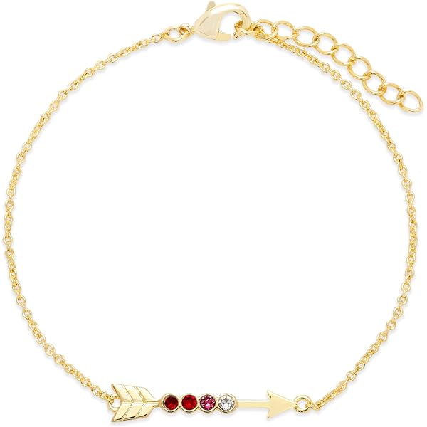 Pulsera De Piedra Natal Para Mujer - Chapada En Plata, Ajustable, Ideal Como Regalo De Cumpleaños O Aniversario
