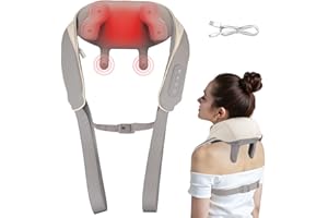 LCMWB Cordless Neck Massager with Heat, 6D Shiatsu Professional Neck Massager for Pain Relief Deep Tissue, Ergonomic Kneading Neck Back Shoulder Massager with 2 Modes/Speeds