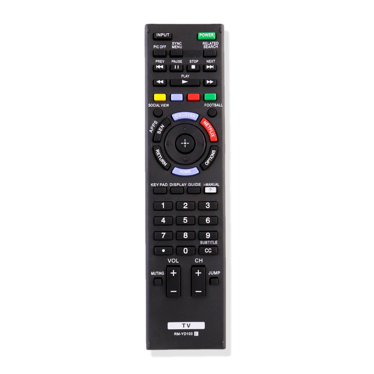 VINABTY RM-YD103 Remote Control Replacement for Sony TV KDL-40W580B KDL-40W590B KDL-40W600B KDL-48W580B KDL-48W600B KDL-55W700B KDL-60W630B/Z KDL-42W700B KDL-55W700B XBR55HX950 XBR65HX950 XBR-65X800B