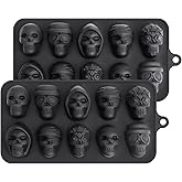 Webake Skull Chocolate Mold with 5 Different Shapes, Silicone Skeleton Mold for Halloween Chocolate, Candy, Jello, Ice, Cube, Treats, Pack of 2