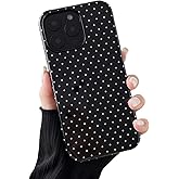Sayoaho Compatible with iPhone 13 Pro Case, Fashion Cute Polka Dot Pattern Aesthetic Design for Women, Soft TPU and Hard Back Shockproof Phone Case for iPhone 13 Pro 6.1 inch, Black