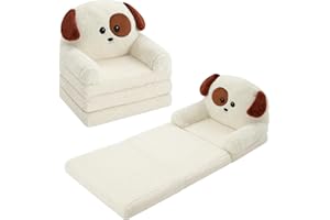 MOONBEEKI Comfy Toddler Chair, Kids Couch Fold Out to Lounger, Foldable Baby Sofa Plush for Girl and Boy Age 18 Months and Up （Charlie Dog）