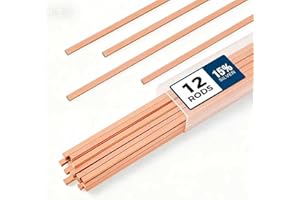 SHARK TEARS 12 pcs Brazing Rods AWS BCuP-5 15% Silver Solder Phos Copper Brazing Alloy Flat Welding Rods 0.050"x1/8"x10" for HVAC, Refrigeration, and Industrial Applications