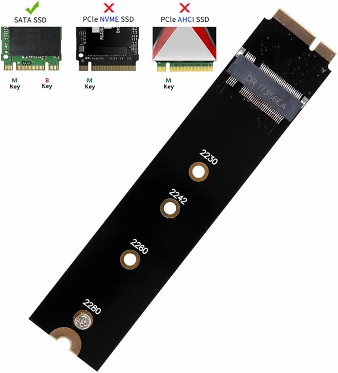 Amazon Com Qnine M 2 Sata Ssd To A1465 A1466 Adapter For Macbook Air Ssd 12 Year Only Hdd Hard Disk Drive Converter Card Support 2230 2242 2260 2280 Computers Accessories