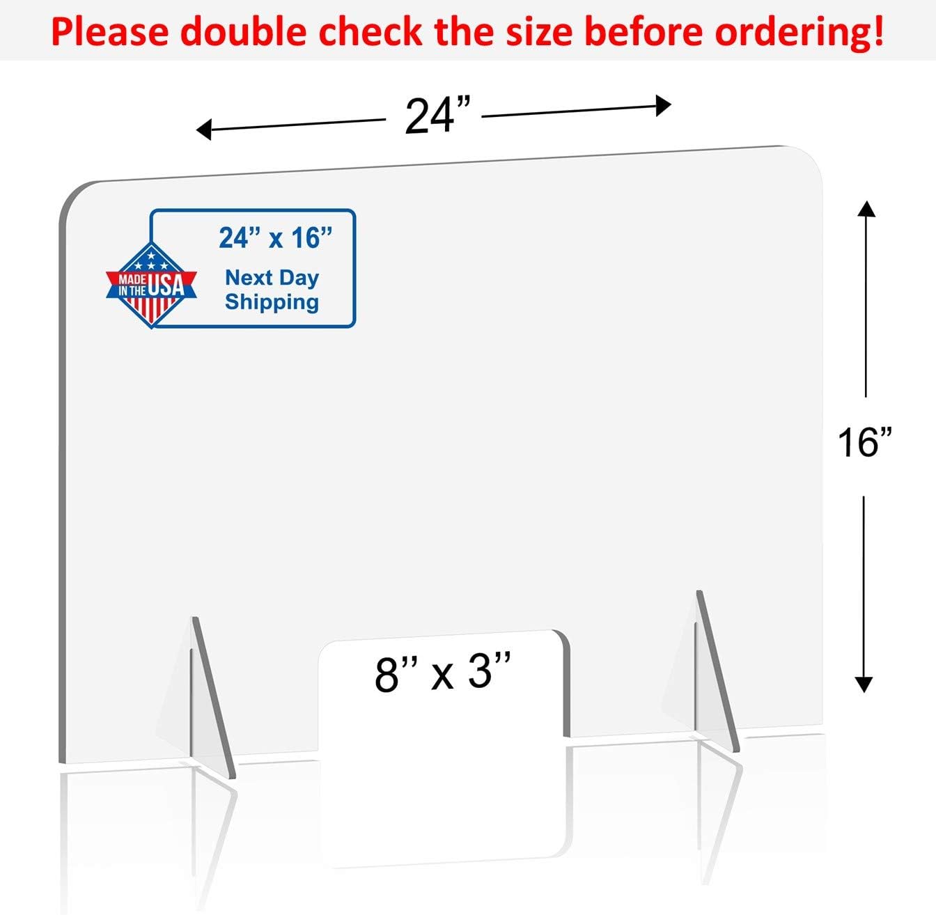 NTELLIMADE Sneeze Guard, Plexiglass Shield for Desk Counter and Table, Freestanding Clear Acrylic Shield, Plexiglass Barrier: Kitchen & Dining