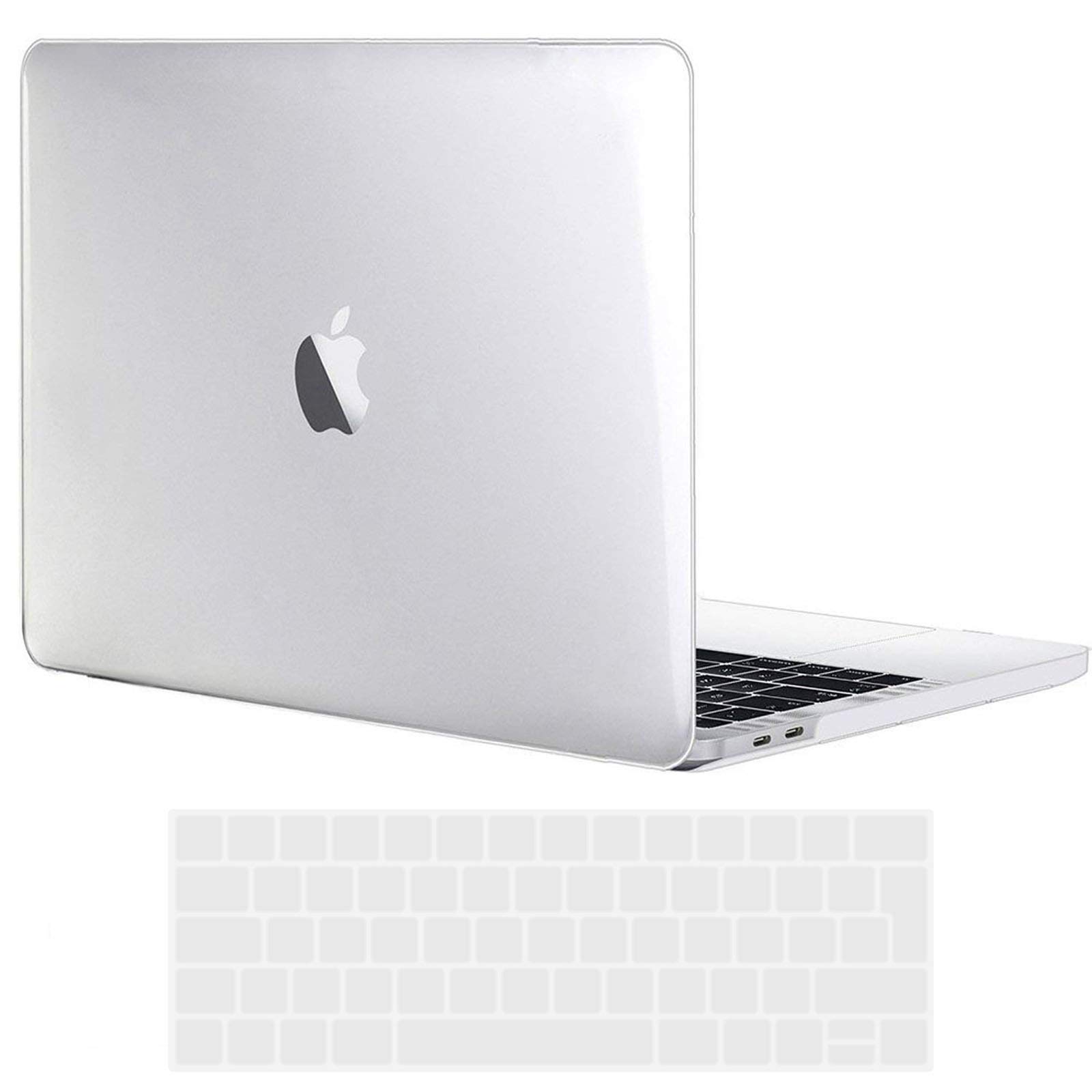 TECOOL Case compatible with MacBook Pro 15 inch 2019 2018 2017 2016 (A1990 A1707) with Touch Bar, Plastic Snap On Hard Shell Cover & UK EU Keyboard Protector, Crystal Clear (Glossy)