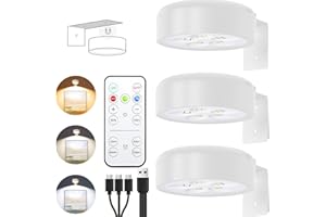 3Pack Wall Lamp, USB Rechargeable Magnetic Picture Light with 3 Color and Brightness Adjustment, Poster Lamp with Dimmable an