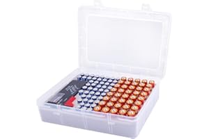 Battery Storage Organizer Box with Battery Tester, Case Holder Container Bag Holds 90+ Batteries 40AA 50AAA (Batteries Not In