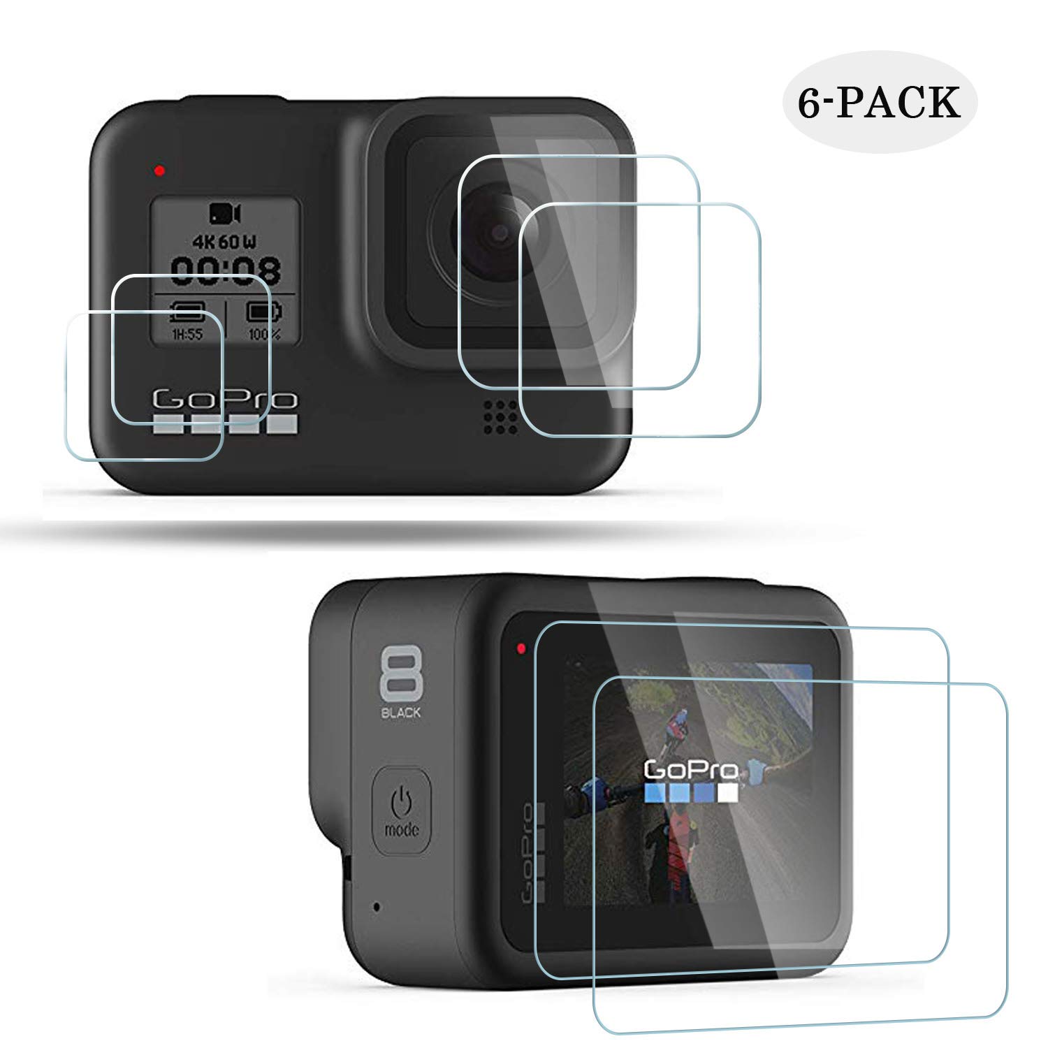 Amazon Com Suoman 6pcs For Gopro Hero 8 Screen Protector 2 5d 9h