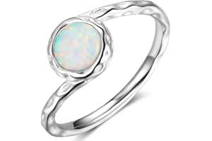 Jude Jewelers Stainless Steel Created Opal Hammered Wave Solitaire Wedding Engagement Promise Ring