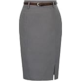 Kate Kasin Women's Bodycon Pencil Skirt with Belt Solid Color Hip-Wrapped