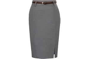 Kate Kasin Women's Bodycon Pencil Skirt with Belt Solid Color Hip-Wrapped