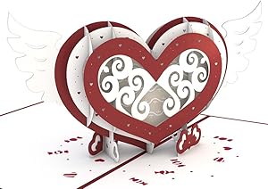 Lovepop Winged Heart Pop Up Card, 3D Card, Valentine's Day, Heart Card, Love Card