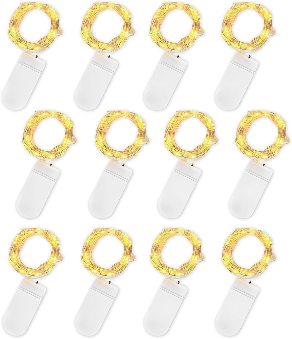 Jsdoin Fairy Lights 12 Pack 2m 20 LED Battery Copper Wire Indoor Outdoor Warm