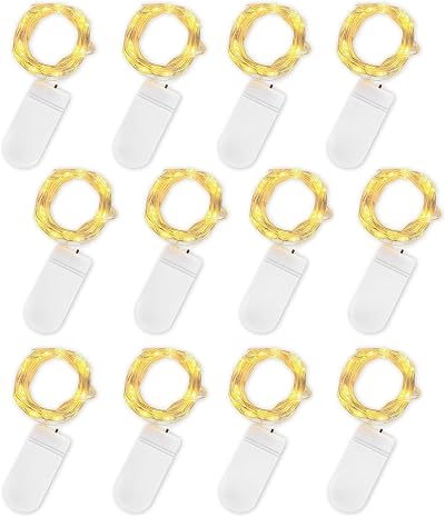 Jsdoin Fairy Lights 12 Pack 2m 20 LED Battery Copper Wire Indoor Outdoor Warm