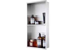 TSIBOMU Stainless Steel 12" X 24" Shower Niche with Partition No Tile Needed,Recessed Shower Shelf for Bathroom Storage Over Mount Installation, Nano Silver