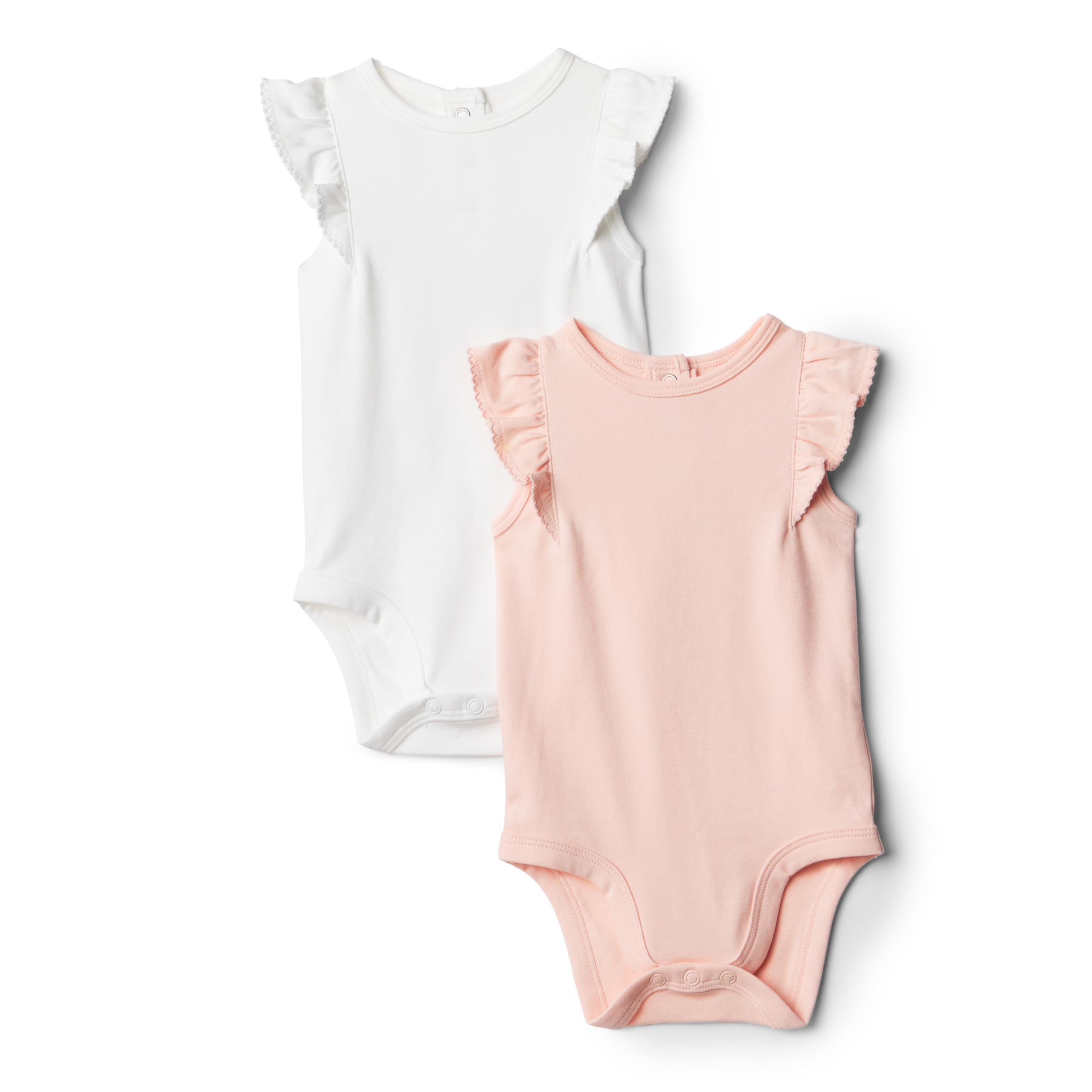Photo 1 of Amazon Essentials x Sofia Grainge Baby Girls' Embroidered Ruffle Bodysuit, Pack of 2, Light Pink/White, Newborn