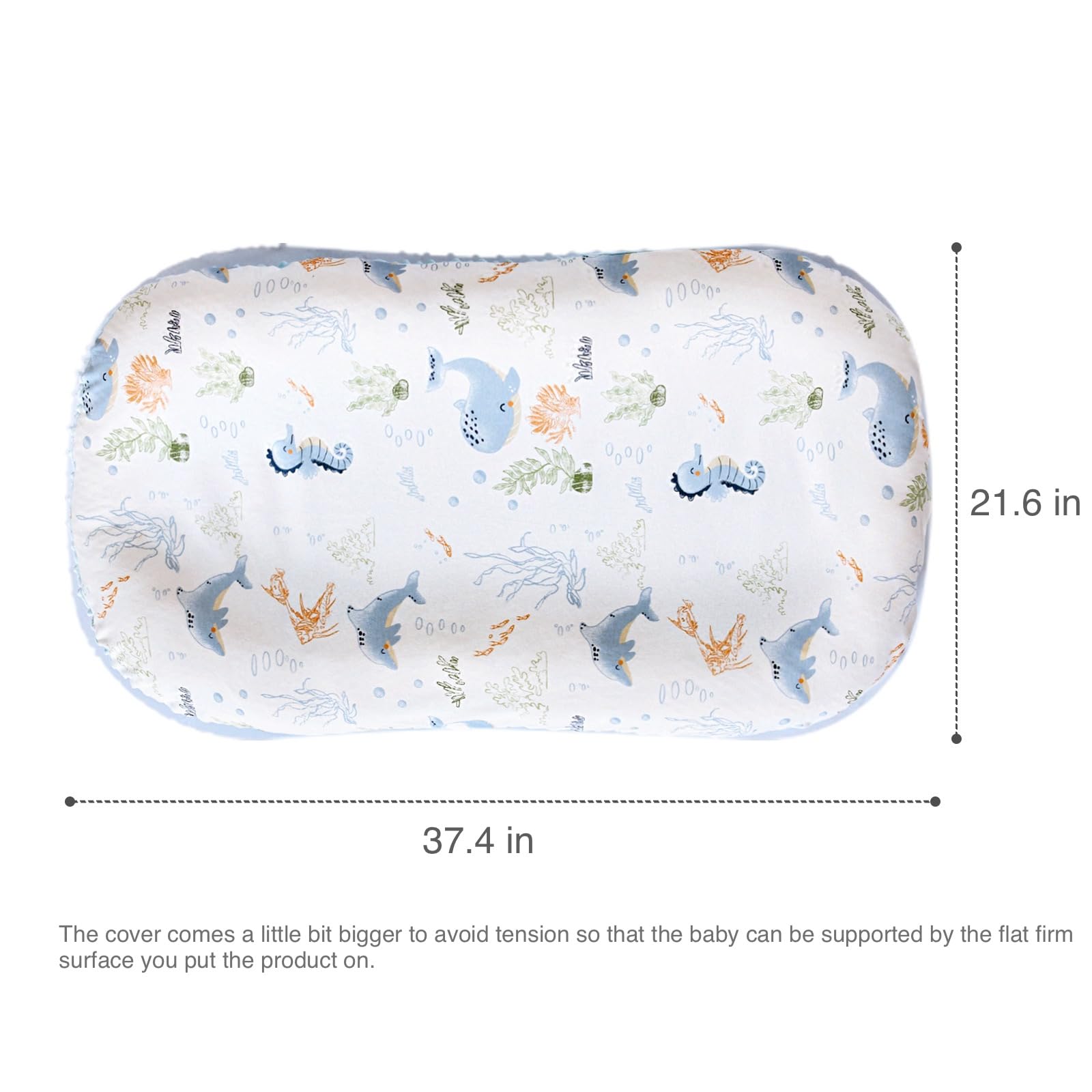 Baby Lounger Pillow, 2-in-1 Infant Lounger Pillow for Newborn 0-24 Months for Tummy Time, 2 Sides Soft & Breathable 100% Cotton Cover, Portable Baby Nest, Newborn Essentials & Gifts for Babies (Blue)
