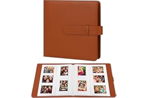 Ruibytree 360 Pockets Mini Photo Album - Fits for Fujifilm Instax Mini 12 Mini 11 Mini 9 Mini 99 Mini 40, Polaroid Snap PIC-300, Kodak Mini 3-Inch Film (Brown)